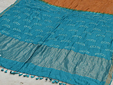 Roha ★ Bandhani & Ajrakh ★ Tussar silk saree { P }