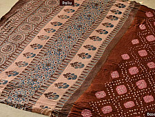 मृणालिनी ☘ Gajji Silk ☘ Ajrakh Bandhani Saree ~ 9