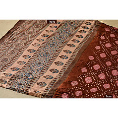 मृणालिनी ☘ Gajji Silk ☘ Ajrakh Bandhani Saree ~ 9