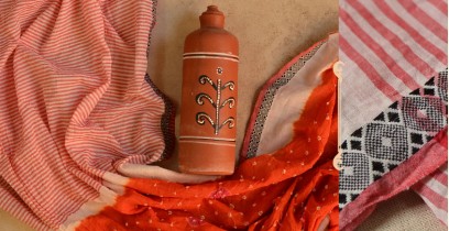सिन्धु ✛ Handwoven . Cotton Bandhani Saree ✛ 4