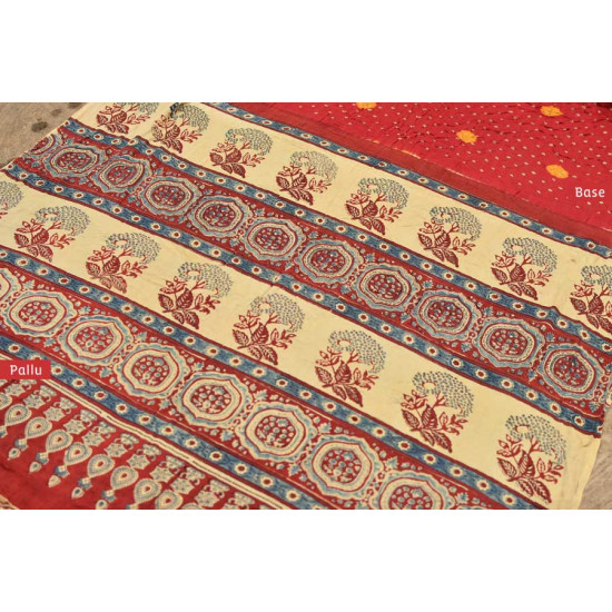 शिशिर ❀ Gajji Silk Ajrakh Bandhani Saree ❀ A