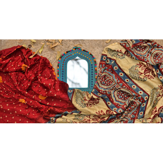 शिशिर ❀ Gajji Silk Ajrakh Bandhani Saree ❀ A