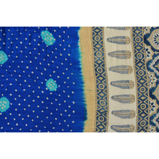 शिशिर ❀ Gajji Silk Ajrakh Bandhani Saree ❀ C