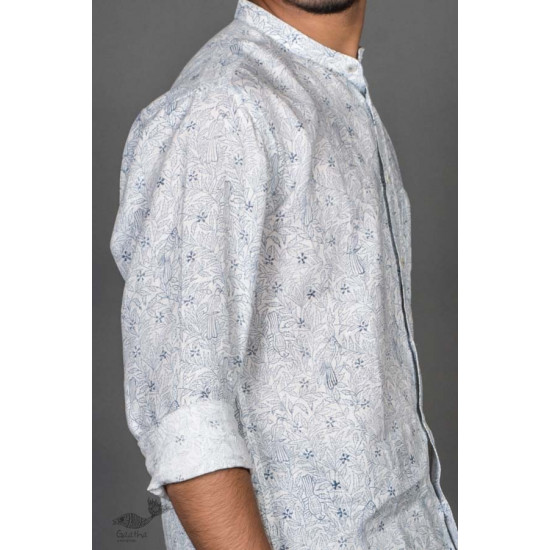 Neem koyal Indigo ● Cotton Block Printed Shirt ● 1