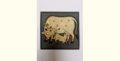 बनवारी ☙ Pichwai Painting ☙ Gopashtami Cows { 8 x 8 inch } - Gray {R}