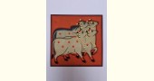 बनवारी ☙ Pichwai Painting ☙ Gopashtami Cows { 8 x 8 inch } - Red