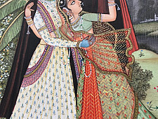Miniature Painting ~ Rajasthan ~ Radha krishna in the Rain