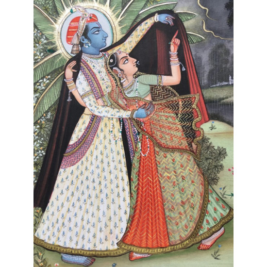 Miniature Painting ~ Rajasthan ~ Radha krishna in the Rain