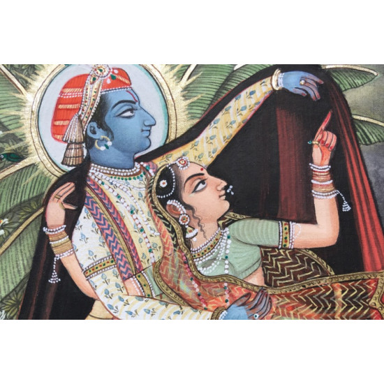 Miniature Painting ~ Rajasthan ~ Radha krishna in the Rain