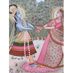 Miniature Painting ~ Rajasthan ~ Radha Krishna playin Raas