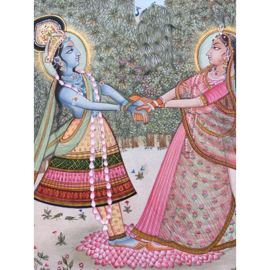 Miniature Painting ~ Rajasthan ~ Radha Krishna playin Raas