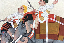 Miniature Painting from Rajasthan ~ Elephant rider 