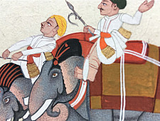 Miniature Painting from Rajasthan ~ Elephant rider 