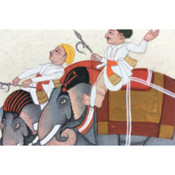 Miniature Painting from Rajasthan ~ Elephant rider 