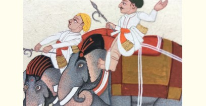 Miniature Painting from Rajasthan ~ Elephant rider 