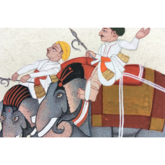 Miniature Painting from Rajasthan ~ Elephant rider