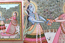 Miniature Painting ~ Rajasthan ~ Radha Krishna playin Raas