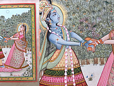Miniature Painting ~ Rajasthan ~ Radha Krishna playin Raas