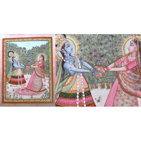 Miniature Painting ~ Rajasthan ~ Radha Krishna playin Raas