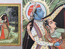 Miniature Painting ~ Rajasthan ~ Radha krishna in the Rain