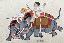 Miniature Painting from Rajasthan ~ Elephant rider 