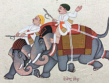 Miniature Painting from Rajasthan ~ Elephant rider 