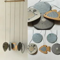 Ceramic . Hangings |  Handmade Ceramic Chimes - F