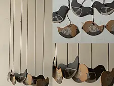 Ceramic . Hangings |  Handmade Ceramic Chimes - Birds