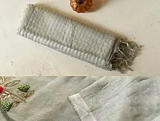 Kopal ✲ Handloom Linen Saree - Hand Embroidered - Light Pista Green