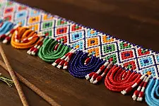 शुभ लाभ ⁂ Handmade Bead Temple Toran ⁂ 25