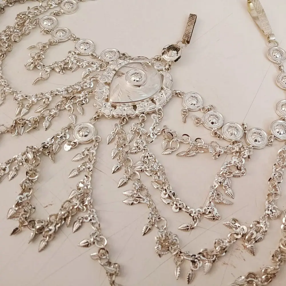 white metal traditional bhil tribal kamarband half waist belt side kamarbandh metallic coin chain charms gaatha
