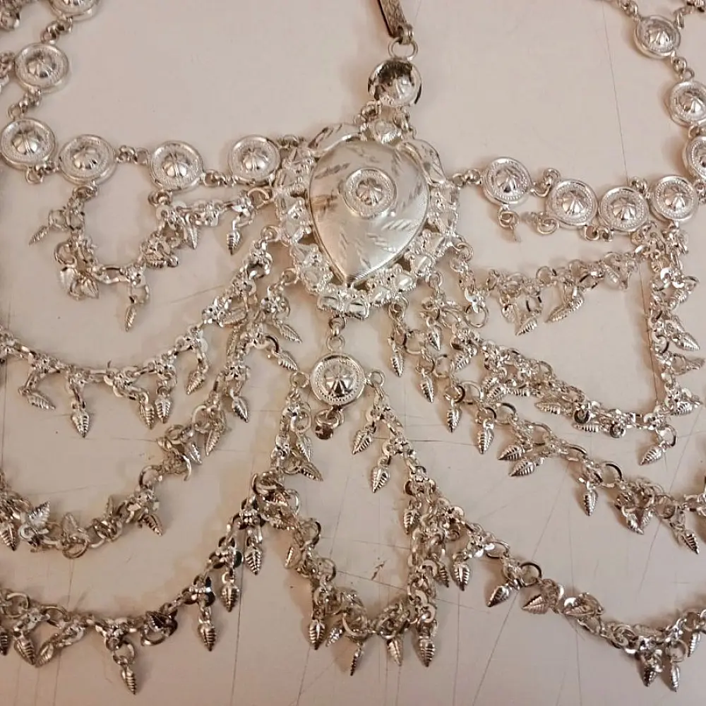 white metal traditional bhil tribal kamarband half waist belt side kamarbandh metallic coin chain charms gaatha