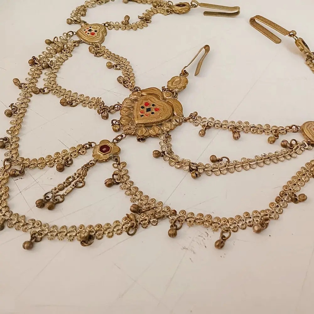 white metal traditional bhil tribal kamarband half waist belt side kamarbandh metallic coin chain charms gaatha