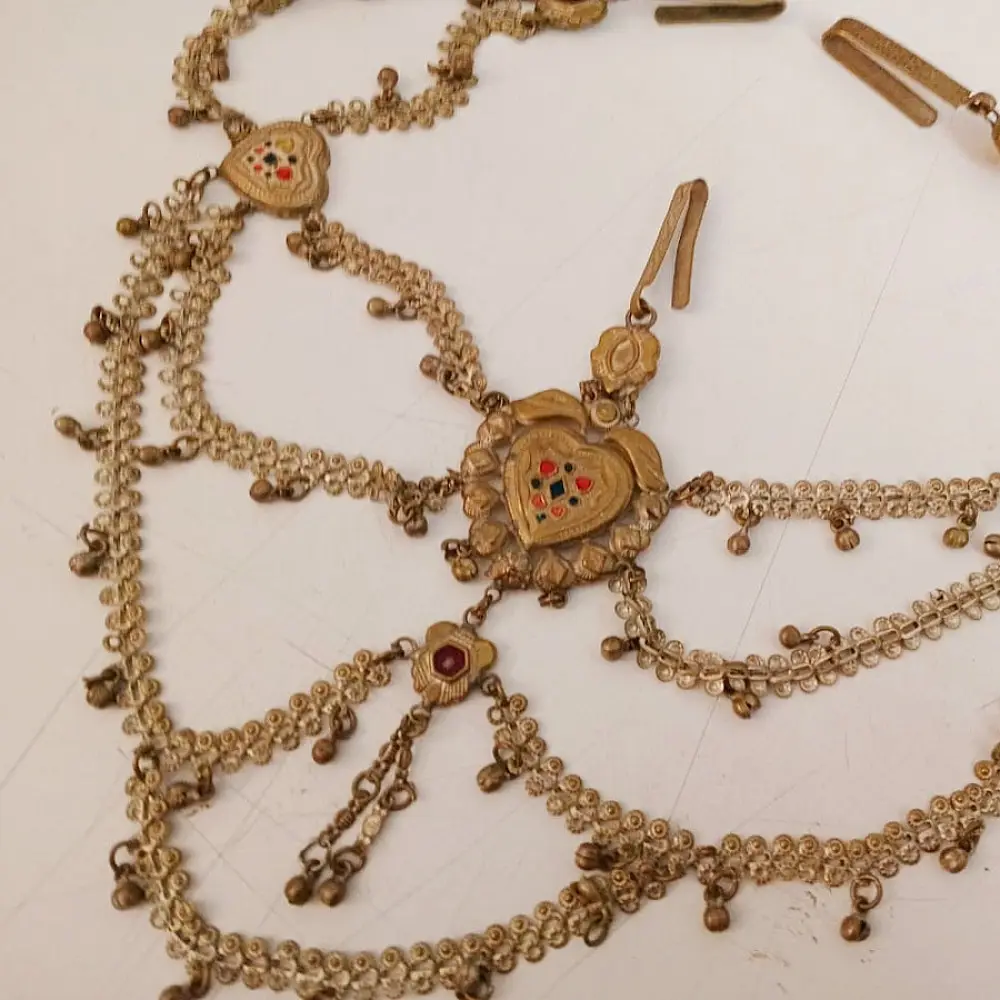 white metal traditional bhil tribal kamarband half waist belt side kamarbandh metallic coin chain charms gaatha