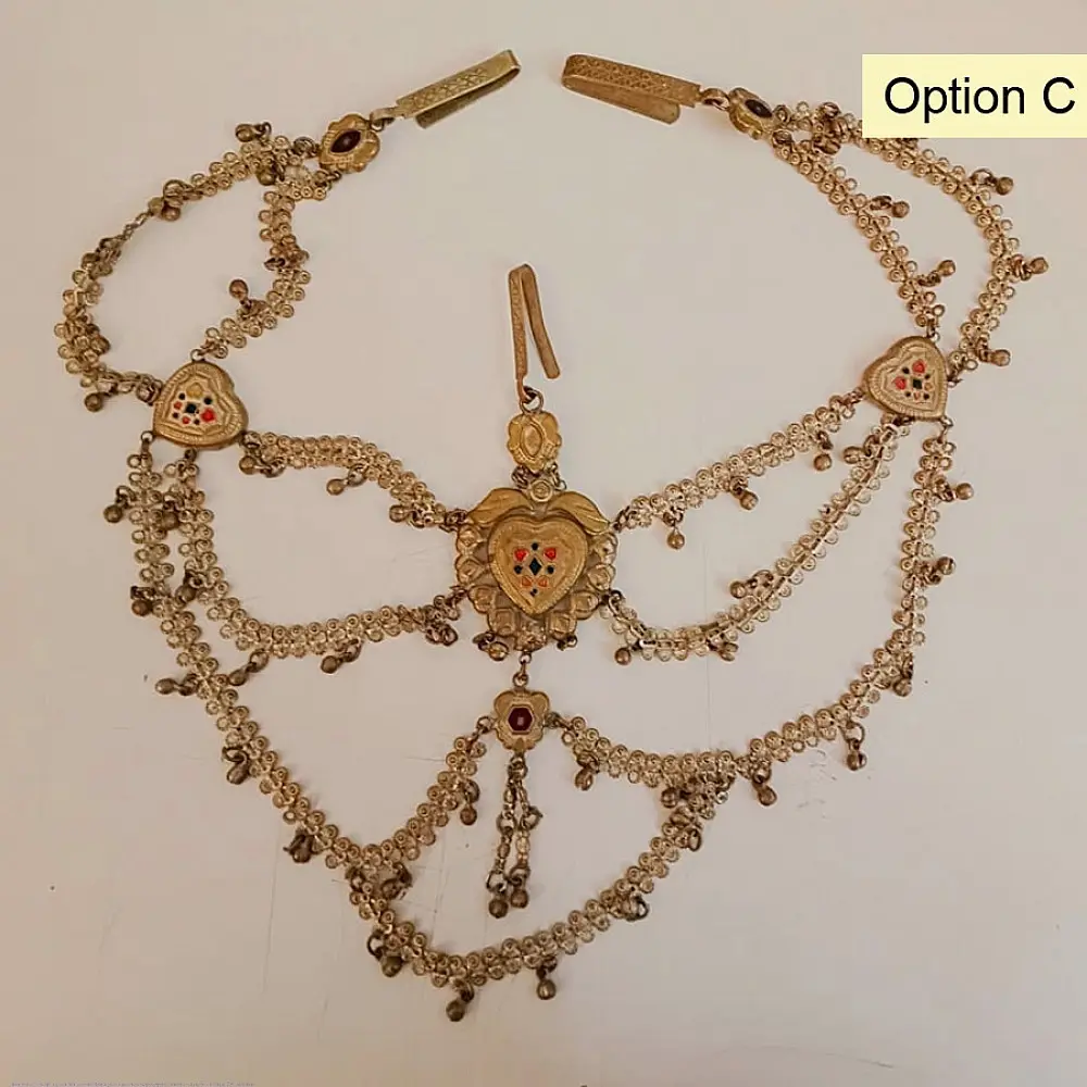 white metal traditional bhil tribal kamarband half waist belt side kamarbandh metallic coin chain charms gaatha
