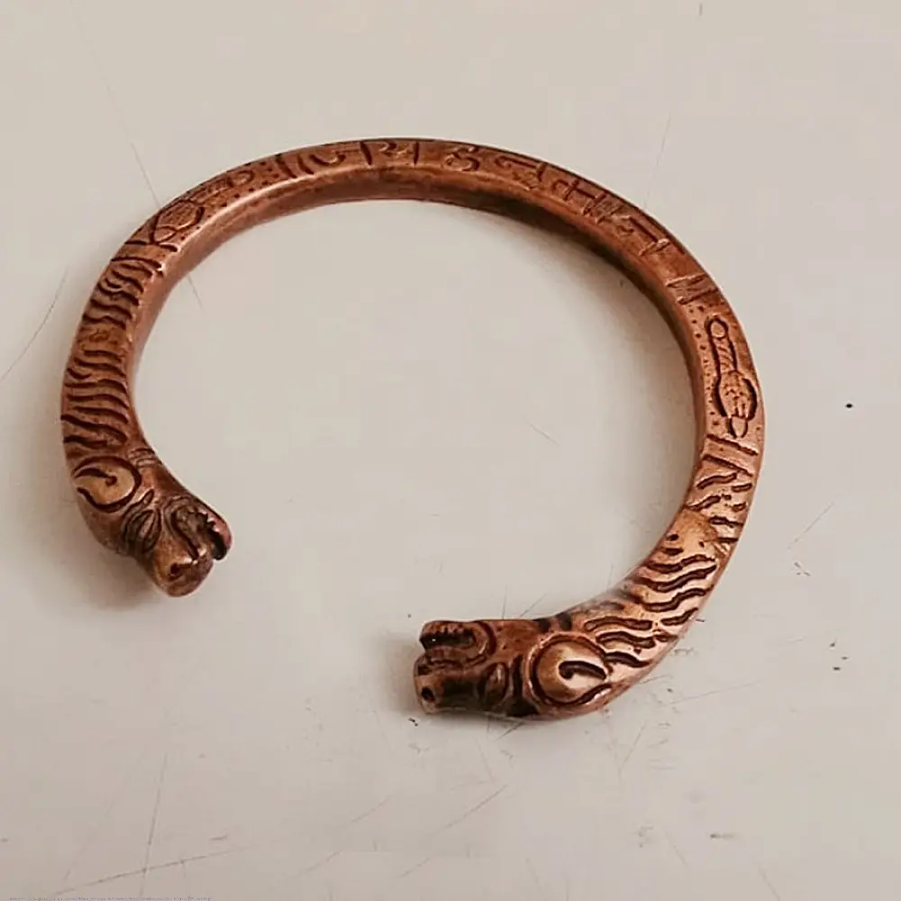 shop Handmade Vintage Solid Brass Kada - Tiger