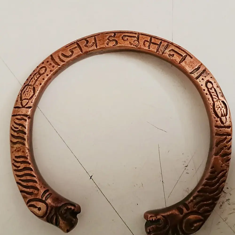 shop Handmade Vintage Solid Brass Kada - Tiger