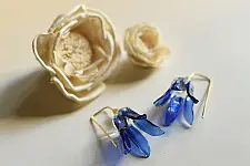 Kusumaprabha . कुसुमांप्रभा ✦ Handcrafted Glass Earring - Blue Flower