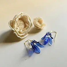 Kusumaprabha . कुसुमांप्रभा ✦ Handcrafted Glass Earring - Blue Flower