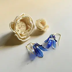 Kusumaprabha . कुसुमांप्रभा ✦ Handcrafted Glass Earring - Blue Flower