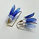 handcrafted cobalt blue lampwork glass floral bell drop earrings with brass hook wire in vibrant translucent finish