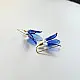 handcrafted cobalt blue lampwork glass floral bell drop earrings with brass hook wire in vibrant translucent finish