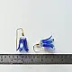 handcrafted cobalt blue lampwork glass floral bell drop earrings with brass hook wire in vibrant translucent finish