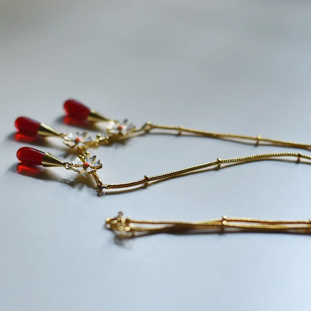 online Handmade designer glass Necklace - Red