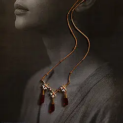 Kusumaprabha . कुसुमांप्रभा | Designer Glass Necklace - Red