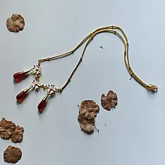 Kusumaprabha . कुसुमांप्रभा | Designer Glass Necklace - Red