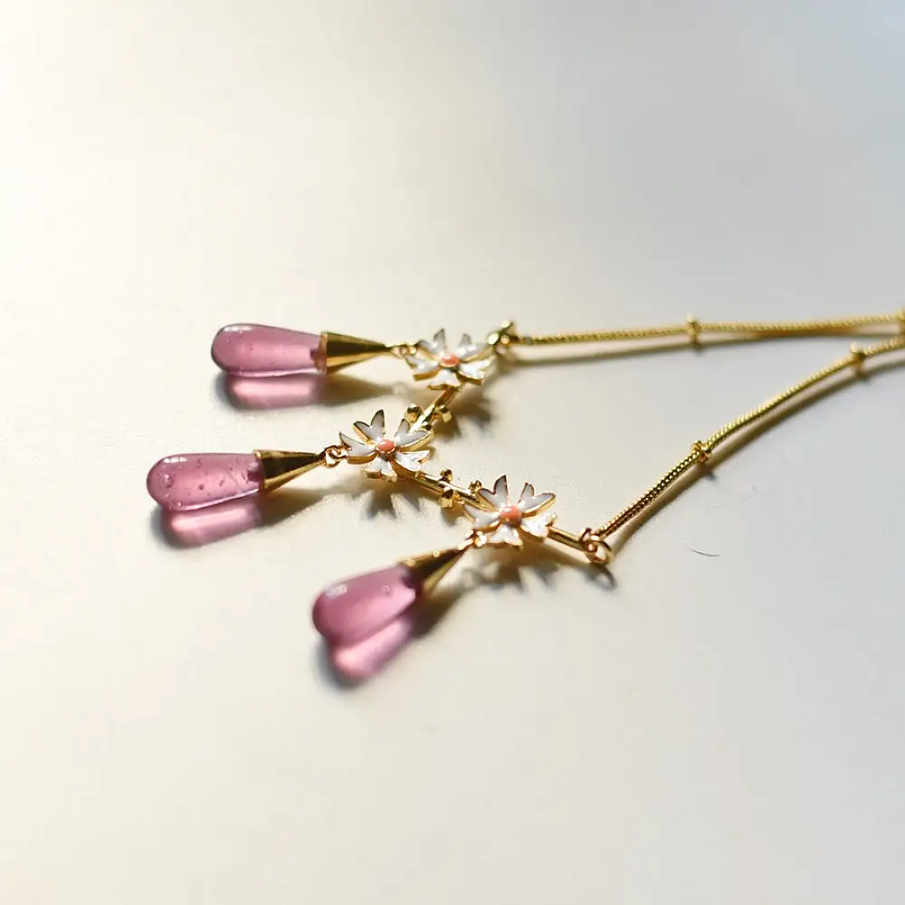 online Handmade designer glass Necklace - Pink 
