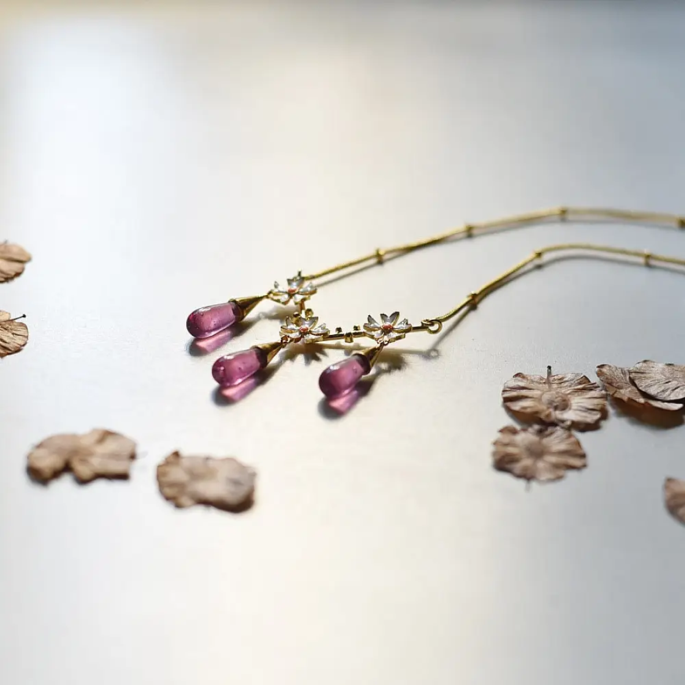 online Handmade designer glass Necklace - Pink 