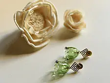 Kusumaprabha . कुसुमांप्रभा ✦ Handcrafted Green Glass Bell Jhumka 