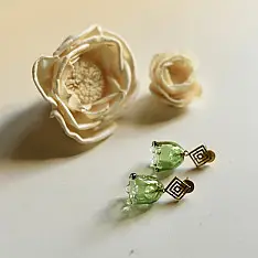 Kusumaprabha . कुसुमांप्रभा ✦ Handcrafted Green Glass Bell Jhumka 